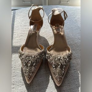 Badgley Mischka crystal embellished kitten heels